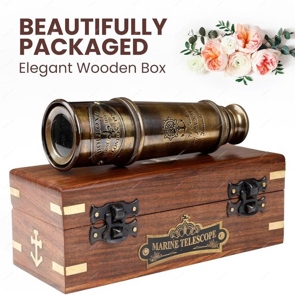 1920 London Brass Maritime Telescope 15 Inch Vintage Nautical Pirate Telescope - Picture 8 of 8